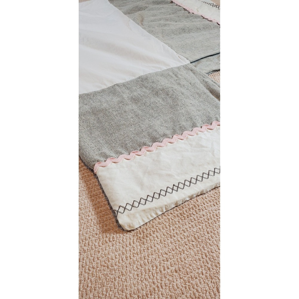 Levtex Baby Crib‎ Skirt White Gray Pink